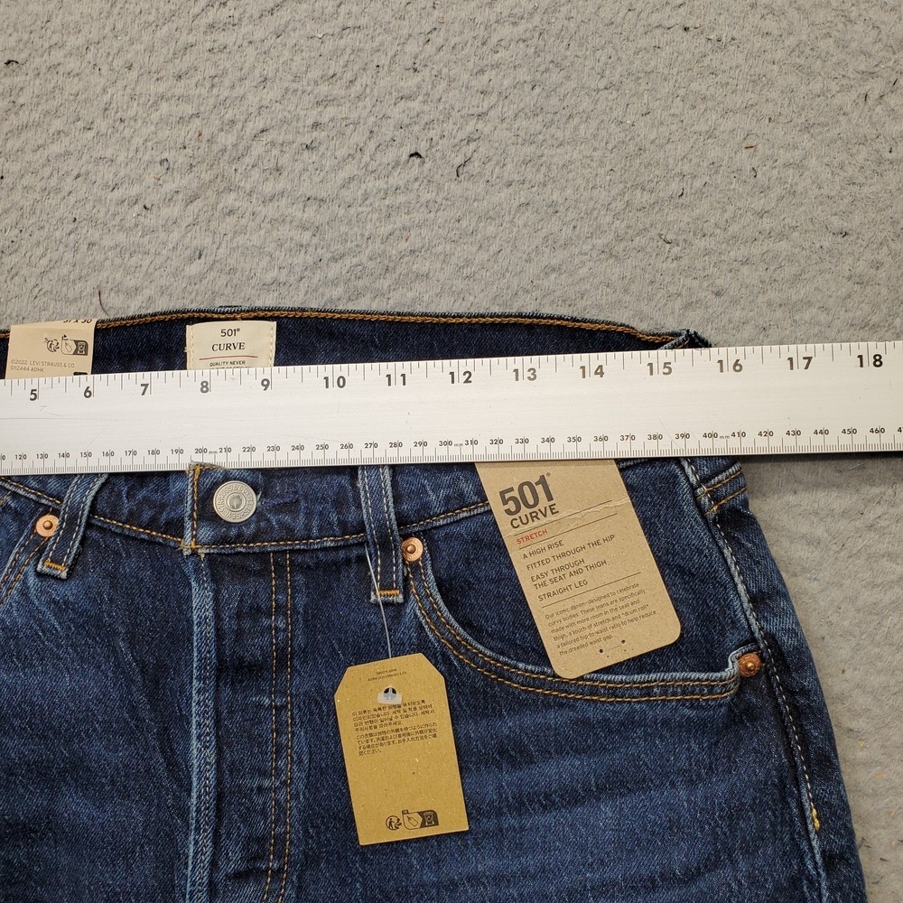 Levi's Jeans Womens 31x30 Blue Denim 501 Curve Stretch High Rise Straight Leg - Picture 3 of 13